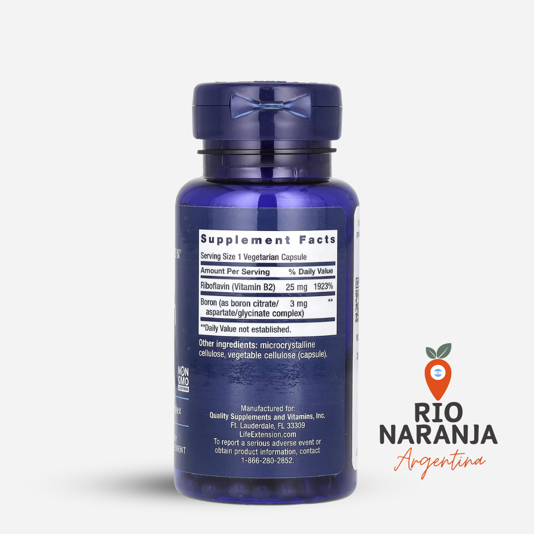 Boron 3 Mg + Vit B2 25 mg - 100 Capsulas. Life Extension